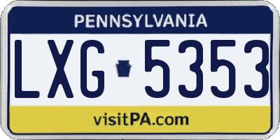 PA license plate LXG5353