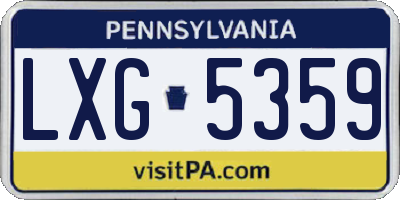 PA license plate LXG5359