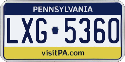 PA license plate LXG5360