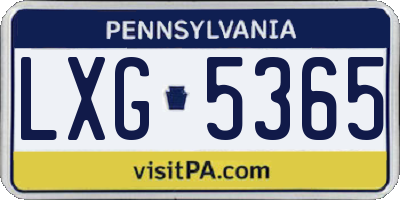 PA license plate LXG5365