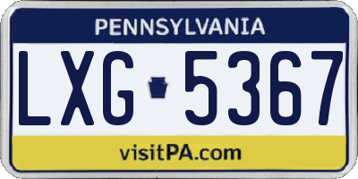 PA license plate LXG5367