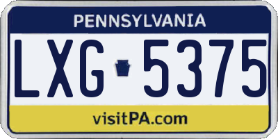 PA license plate LXG5375