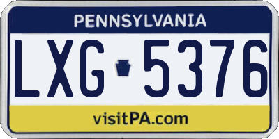 PA license plate LXG5376