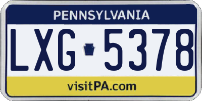 PA license plate LXG5378