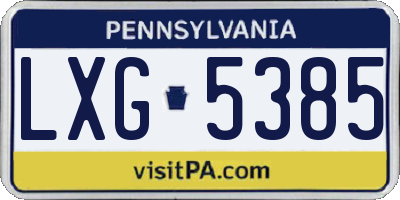 PA license plate LXG5385