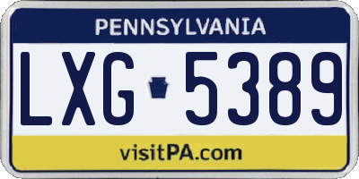PA license plate LXG5389