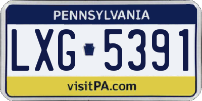 PA license plate LXG5391