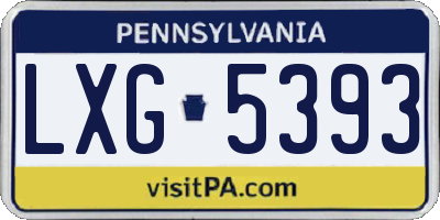PA license plate LXG5393