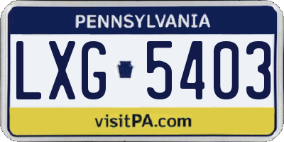 PA license plate LXG5403