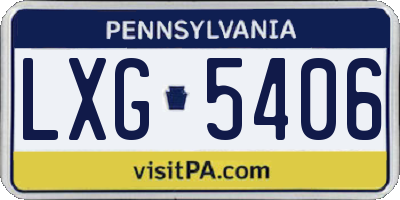 PA license plate LXG5406