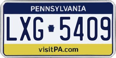 PA license plate LXG5409