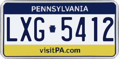 PA license plate LXG5412