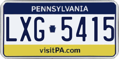 PA license plate LXG5415
