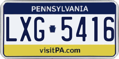 PA license plate LXG5416