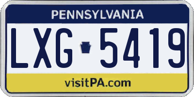 PA license plate LXG5419