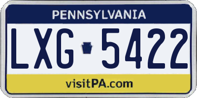 PA license plate LXG5422