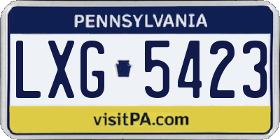 PA license plate LXG5423