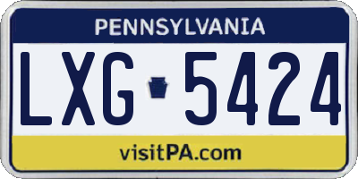 PA license plate LXG5424