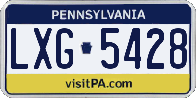 PA license plate LXG5428