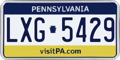 PA license plate LXG5429