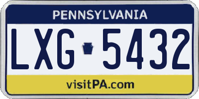 PA license plate LXG5432