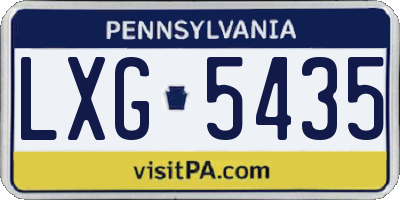 PA license plate LXG5435
