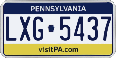 PA license plate LXG5437