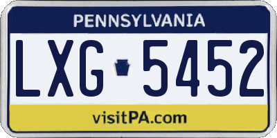 PA license plate LXG5452