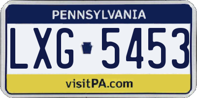 PA license plate LXG5453