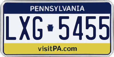 PA license plate LXG5455