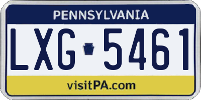 PA license plate LXG5461