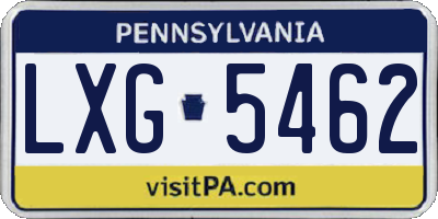 PA license plate LXG5462