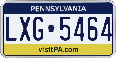 PA license plate LXG5464