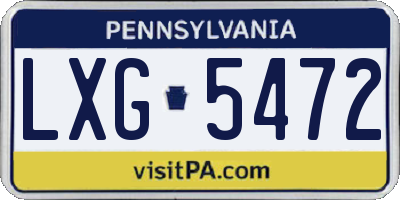 PA license plate LXG5472