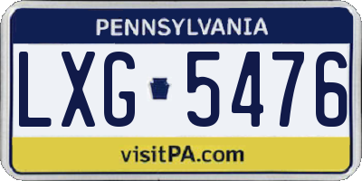 PA license plate LXG5476