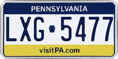 PA license plate LXG5477