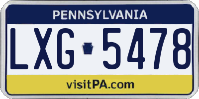 PA license plate LXG5478