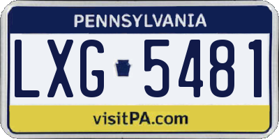 PA license plate LXG5481