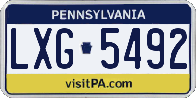PA license plate LXG5492