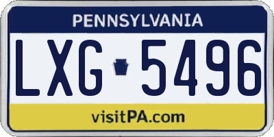 PA license plate LXG5496