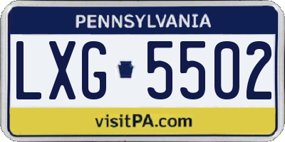 PA license plate LXG5502