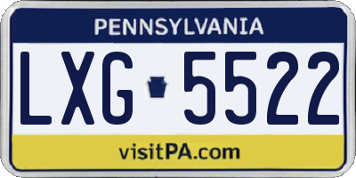 PA license plate LXG5522