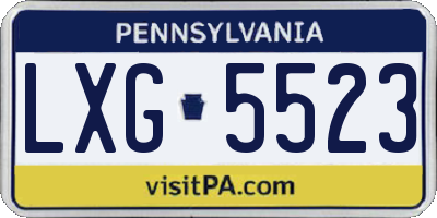 PA license plate LXG5523
