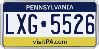 PA license plate LXG5526
