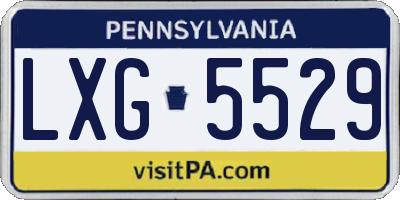 PA license plate LXG5529
