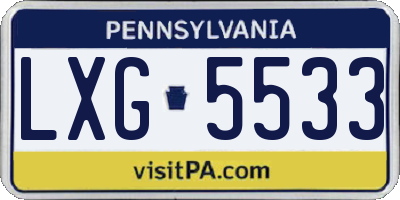 PA license plate LXG5533