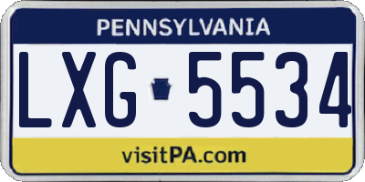 PA license plate LXG5534