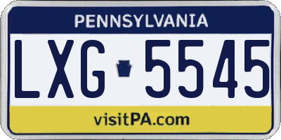 PA license plate LXG5545