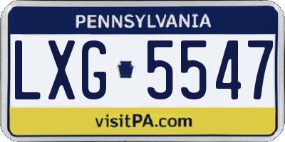 PA license plate LXG5547
