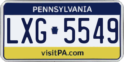 PA license plate LXG5549